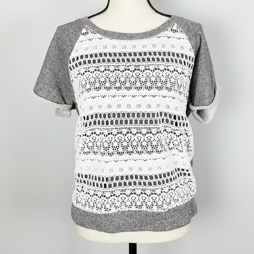 Victoria Secret Sweater Shirt w/ White Crochet L